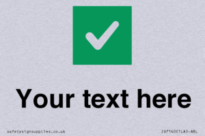 Custom plain background, green square with tick sign